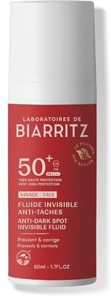 Laboratoires de Biarritz Fluide invisible Anti-Taches Visage SPF50+ 50 ml | Prévention & Correction des Taches, Texture Légère Invisible, Tous Types de Peau, Fabriqué en France