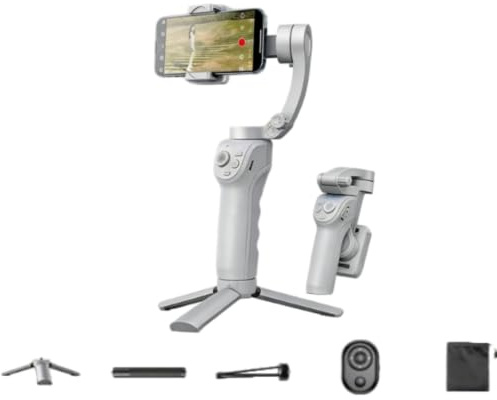 Kersens Gimbal Original, Stabilisateur 3 Axes pour Smartphone et Caméra Sport avec Lumière de Remplissage pour Les Prises de Vue Quotidiennes Photographie (Gris)