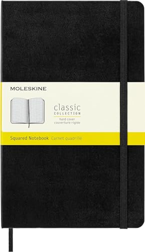 Moleskine - Carnet de Notes Classique Papier quadrillé - Journal Couverture Rigide et Fermeture par Elastique - Couleur Noir - Taille Grand Format 13 x 21 cm - 240 Pages