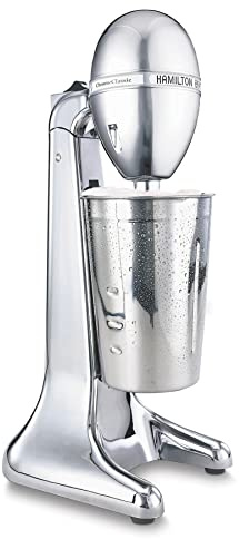 Hamilton Beach DrinkMaster Electric Drink Mixer, Retro Milkshake Maker & Milk Frother, 2 Speeds, Extra-Large 28 oz. Stainless Steel Cup, Classic Chrome