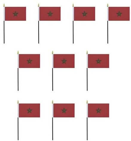 Sonia Originelli Marokko Tischfahnen 10er Set 14 x 21 cm ohne Tischfuß - Fanartikel in der marokkanischen Nationalflagge für WM, EM und Events