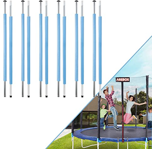 Arebos 6X Trampolin Stangen 233 cm/Inklusive 12X Klammern, 6X Schaumstoffpolster Und 12X Endkappen
