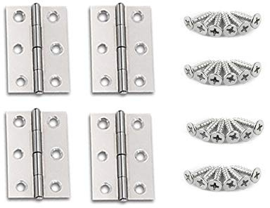 YOFASEN Stainless Steel Bearing Hinges - Home Furniture Door Hinges Cabinet Drawer Hinges Small Hinges with Matching Fixing Screws, Silver, 2.5 Inch(55 * 34 * 1.0mm) - 4pcs