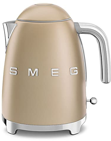 SMEG KLF03 Electric Kettle 1.7L (7 Cup), Retro Hot Water Boiler for Tea & Coffee, Fast Boiling, Auto Shut-Off, Soft Open Lid, 360° Swivel Base Countertop Kettle – Matte Champagne