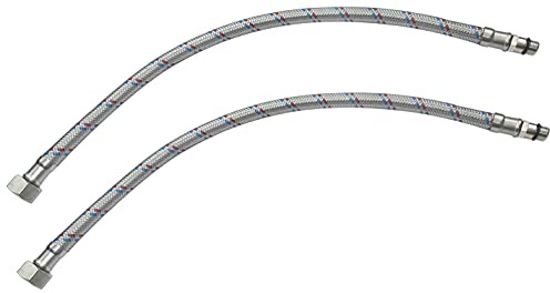 AERZETIX - C51110 - Satz von 2 Flexible schlauchleitungen für mischbatterie weiblich 3/8'' - männlich M10 - länge 400mm - flexible verbindung badezimmer küche - flexibel von sanitärarmaturen