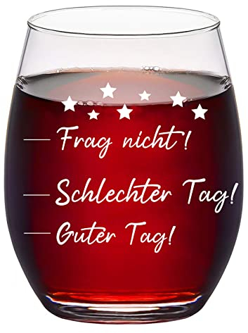 Joymaking Weinglas mit Guter Tag, Schlechter Tag, Frag nicht! - Stimmungsglas, Rotweinglas Lustig Geschenk für Freunde, Familie, Kollege, Schwester 450ml