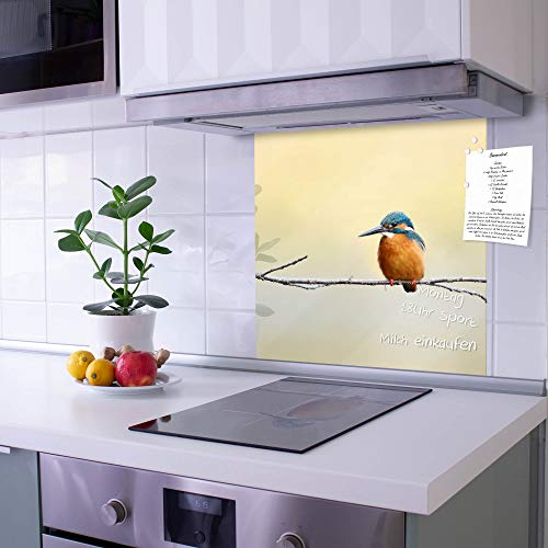 banjado Küchenrückwand Glas ohne Bohren 60x60cm – Glasrückwand Küche mit Motiv Pause/Spritzschutz Küchenrückwand Glas/selbstklebende Küchenrückwand Platte - magnetisch & beschreibbar