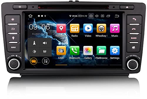 Erisin 8 pollici Android 11.0 2 Din Autoradio Multimedia per Skoda Octavia Yeti Radio con Navigatore GPS Bluetooth Wifi DAB+ RDS TPMS DSP CarPlay integrato 【8 core, 4 GB di RAM + 64 GB di ROM】