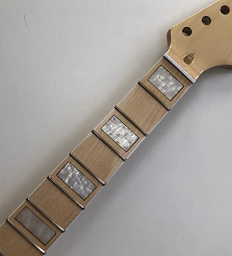Gitarrenhals, Ahorn, 22 Bünde, 64 cm, Griffbrett-Block, Inlay, glänzend, zum Selbermachen