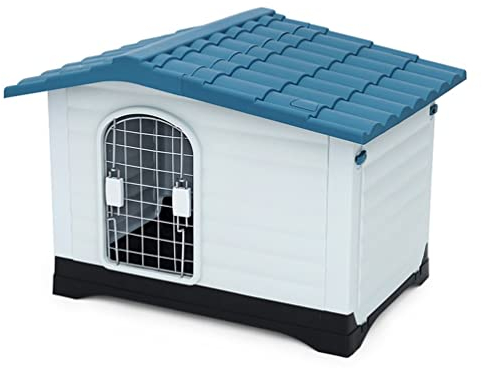 Hundehütte Kleine Mittelgroße Kunststoff-Hundehaus, Outdoor-Sonnencreme Wasserdicht Alle Wetterkatze Und Hund Haustierheim, Doppelte Tür (Size : 91.4x69x66cm)