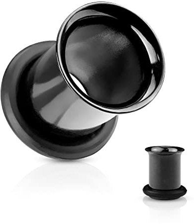 Single Flared Flesh Tunnel 1,6-25 mm aus 316L Chirurgenstahl FARBWAHL Ohrschmuck Piercing (6,0 mm, Schwarz)