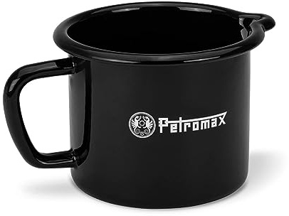 Petromax Emaille Milchtopf Weiß - 1,4 L Induktion Stielkasserolle | Robuster Emailletopf mit Skala & Ausgießer, 1400 ml Kasserolle für Camping & Herd, kratzfest & leicht zu reinigen