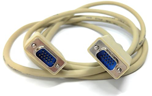 DRUT 2m VGA to VGA Cable 15 pin SVGA Male to Male for Monitor Computer PC Laptops TV Projectors Extension Lead HD15 All Data Pins Connected 6.5ft Beige