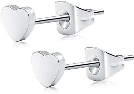 Artskin Boucles d'oreilles coeur plat titane sans nickel hypoallergénique pour oreille sensible délicat en forme de coeur pour les femmes filles adolescents