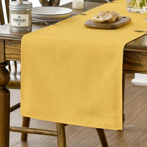 Artoid Mode Yellow Fall Table Runner, Seasonal Autumn Winter Machine Washable Kitchen Dining Table Decoration for Home Party Decor 40x240 cm
