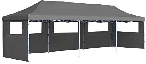 CIADAZ Tente de réception Pliable avec 5 parois 3 x 9 m Anthracite,Tente de Réception,Protection UV,Imperméable,Tente de Camping,Chapiteau de Reception