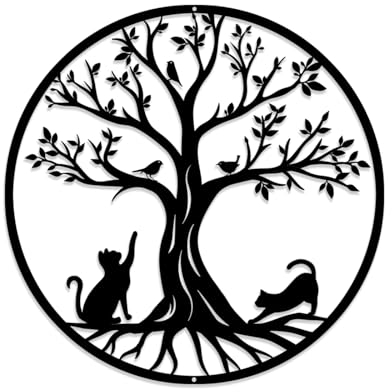 Luccyle Cuadros arbol de la Vida Decoracion Pared, Arbol De La Vida Decoracion Pared Metal,para el Regalo de Interior al Aire Libre Jardín Decoración del hogar (Cat 30cm)