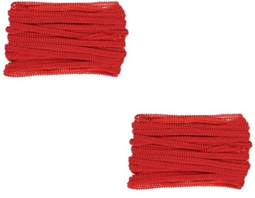 NUOBESTY 2 Rollen wellige Spitze Gardinenband Vorhang Spitzenfransen Schleife Kleider Gardinenbesatz dekorativer Fransenbesatz Quaste Sofa Zubehör Tischdecke schmücken Polyester rot