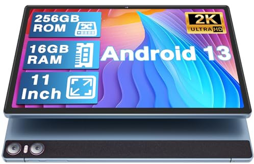 YESTEL Android Tablette 11 Pouces avec 16 Go + 256 Go (1To TF), Tablette Tactile avec 2000 * 1200 IPS, 8600mAh, Octa-Core, GPS, 5G Wi-FI, Bluetooth 5.0, 3 Caméras, avec Étui, Bleu