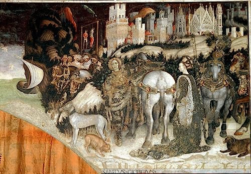MNMSBFXQ Berühmt Hochwertiges Leinwanddruck Leinwand Wandbild Kunstdruck Saint George Delivating the of Trapezunt Detail Von Antonio Pisanello Gemälde Wandkunst für Flurdekoration 60x90cm