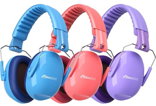 MelonArt Noise Cancelling Ohrenschützer für Kinder, 3 Pack Gehörschutz für Kleinkinder, Geräuschunterdrückung Kopfhörer zur Geräuschreduzierung, Kopfhörer, Rosa/Blau/Lila, geeignet, Pink/Blau/Violett