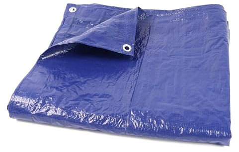 DIVCHI Tarpaulin 4m x 5 m / 13ft x 16.4ft Waterproof Heavy Duty Multipurpose 70 GSM Tarp Sheet Cover With Reinforced Grommets Groundsheet Tarp Sheet For Camping Garden (Blue)