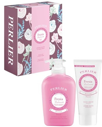 Perlier, Cofanetto Fresia di Lanzarote, Ricette Naturali con Sapone Liquido e Crema Mani, Ideale per Tutti i Tipi di Pelle, Dona Idratazione e Cura Quotidiana