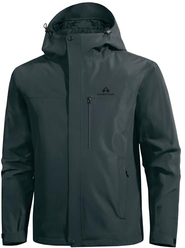 Pioneer Camp Herren Regenjacke Wasserdicht Atmungsaktiv Outdoor Jacke Mit Kapuze 4 Taschen