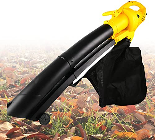 OZBME Soffiatori Eccellente trituratore aspiratore/soffiatore, Leggero, con Ampio Sacco di Raccolta da 35 Litri e Rapporto di triturazione 10:1, trituratore Automatico Compatto di Foglie nel Sacco