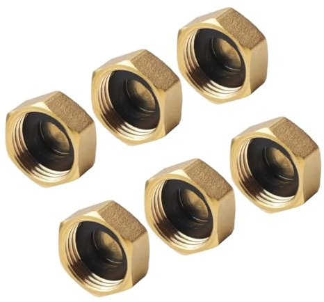 Sosoport 6pcs Brass Blanking Plug Cap Female Hose End Repair for Outdoor Garden Plumbing Pipe End Cap Applications