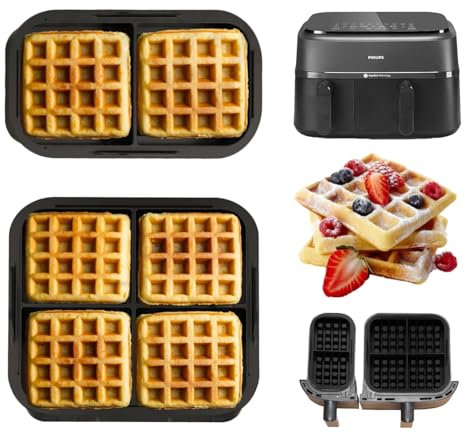 2 Pcs Air Fryer Silicone Waffle Moulds, Compatible with Philips NA350 & Tefal EY9018, Reusable & Non-Stick Silicone, Belgian Waffles Insert Hot Air Fryer Accessories