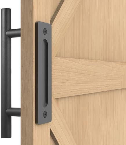 Maniglia per Porta Scorrevole Nera 310 mm - Maniglia Incorporata per Porta di Fienile, Camera da Letto e Mobili