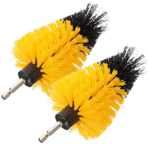 BESTYASH Brosse De Nettoyage pour Perceuse Électrique 2 Pcs 13 Cm Brosse Conique Jaune Poils Robustes Accessoires De Nettoyage pour Voiture Salle De Bain La Cuisine Carrelage Usage Polyvalent
