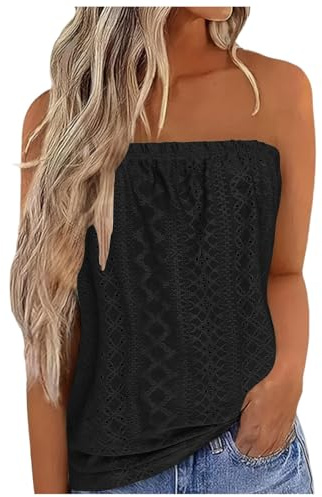 NMSLCNM Femmes Bustier Bandeau Tops Sexy Débardeurs d'été Femme sans Manches Extensible Débardeur Élastique Doux Ruché Tube Chemise sans Bretelles Bandeau Tops Vest Blouse (XXL)