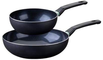 Fackelmann Wok aluminium recyclé 20 et 28 cm Brandao | Cuisson sans accroche, Lot de 2 woks 20 et 28 cm, Aluminium recyclé, Tous feux induction, Nouilles et légumes sautés