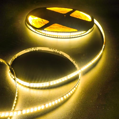 LED Streifen 20M,Fosingut 24V 2835SMD LED Band Lichtleiste Lichterkette Warmweiß 3000K,Selbstklebend Schneidbar Hohe Helligkeit 180LEDs/m 8mm Stripes für Bar,Kanal,Küche,TV,Auto,Heim Decor(Nur Strip)