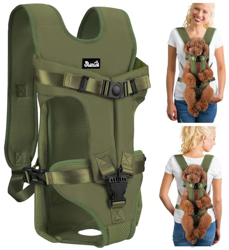 Nasjac Hunderucksack, Verstellbarer Frontträger für Haustiere, Beine draußen & einfach anzupassen & atmungsaktive Sicherheits-Tragetasche für Welpen und kleine bis mittelgroße Hunde zum Campen