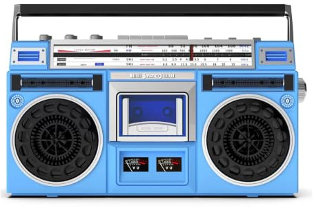 Retro Boombox-kassettspelare med Bluetooth, AM/FM-radio, USB/Micro SD-uppspelning, kassettbandspelare, bärbar stereohögtalare LCD-skärm och dubbla VU-mätare for hem resor