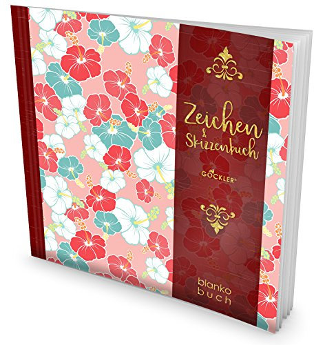 GOCKLER® Zeichen & Skizzenbuch: 100+ Blanko-Seiten, Register, Datum, Seitenzahlen, Glänzendes Softcover +++ Ideal für Handlettering, Kaligraphie und Karikaturen +++ DesignArt.: Blumenmotiv