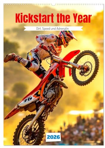 Kickstart the Year - Dirt, Speed und Adrenalin (Wandkalender 2026 DIN A2 hoch), CALVENDO Monatskalender: Motorcross im perfekten Moment eingefangen (CALVENDO Sport)