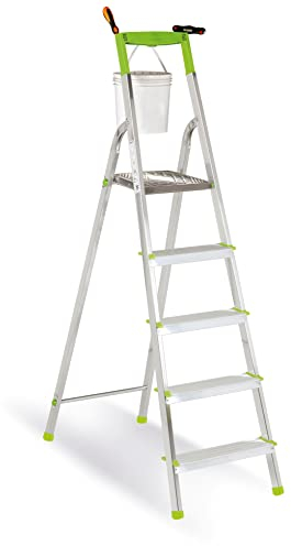 Casabriko 11035 Scala Domestica in Alluminio a 5 Gradini, Verde, 46L x 95P x 176H cm
