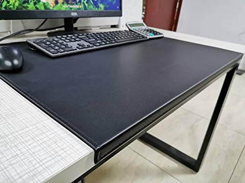 Schreibtischunterlage mit Kantenschutz sanft Luxus Leder,80x40cm Schwarz mit Kantenverriegelung Mausunterlage für Computertastatur, PC und Laptop