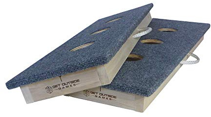 Get Outside Games Premium 3 Hole Washer Toss Washers Game Boards (Green Carpet, 12x36 Slimline Size Boards+Washers&Locker)