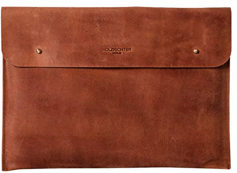HOLZRICHTER Berlin - Laptop Sleeve 13” (No 3-8), Leder Schutz-Hülle für MacBook Air & Pro, Ultrabook, Laptop Bag 24x34,5x1,5cm, Echtleder Laptop Case, Congnac