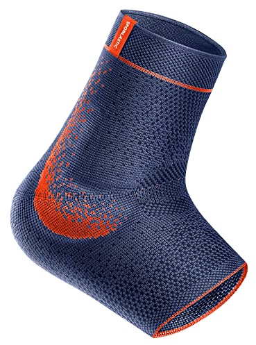 Sporlastic – Sprunggelenkbandage MALLEO-HiT Supreme für rechts & links - Orthopädische Knöchelbandage für das Fußgelenk mit Kompression & Friktionspelotten, Ideal für Sport & Reha - Orangeblue Größe 3