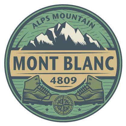 adrium Holz-Bild 100 x 100 cm: Stempel oder Emblem mit Text Mont Blanc, Alpenberg, Vektor-Illustration (49133184)