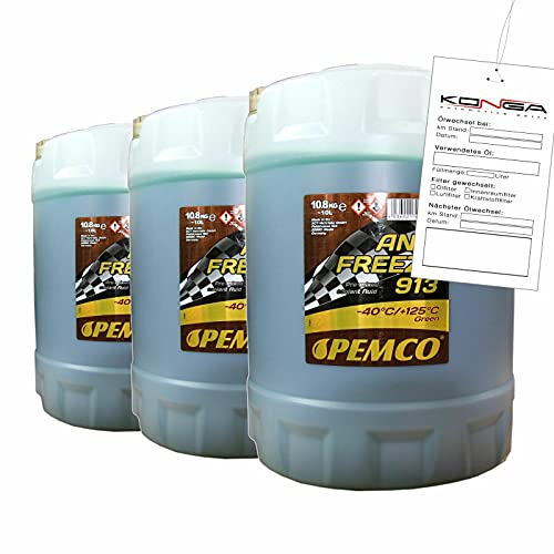 30 Liter PEMCO Antifreeze 913 Typ G13 Kühlerfrostschutz Fertiggemisch -40° grün