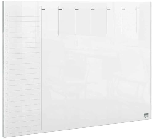 Nobo - Mini Tableau Agenda Semainier Transparent Effaçable en Acrylique, Format A4, Facile à Effacer, 210 x 297 mm, Feutre Marqueur et Fixations Murales Inclus, 1915614