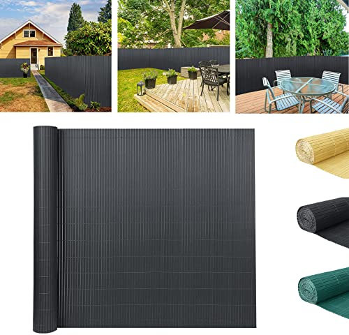 YARDIN PVC Sichtschutzmatte Sichtschutz Sichtschutzzaun, UV-beständig und Wetterfest Starke Privatsphäre Balkonverkleidung für Garten Terrasse, mit Kabelbindern (90 x 700cm, Anthrazit)