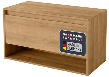 FACKELMANN Waschtischunterschrank Natura ohne Beckenausschnitt/Badschrank mit Soft-Close-System/Maße (B x H x T): ca. 93,4 x 52,3 x 45,5 cm/hochwertiger Schrank fürs Bad/Korpus & Front: Braun